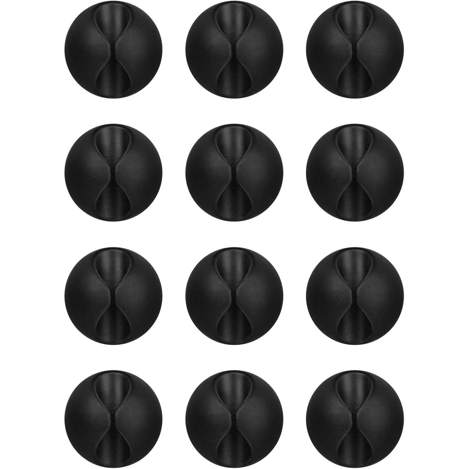 Adhesive Cable Clips — 12pcs Black, Self-Stick Cord Holder